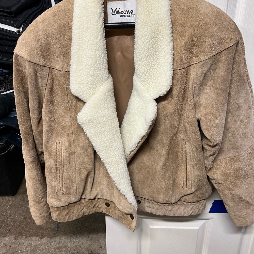 Wilson Leather Jacket with Cream Sherpa Collar